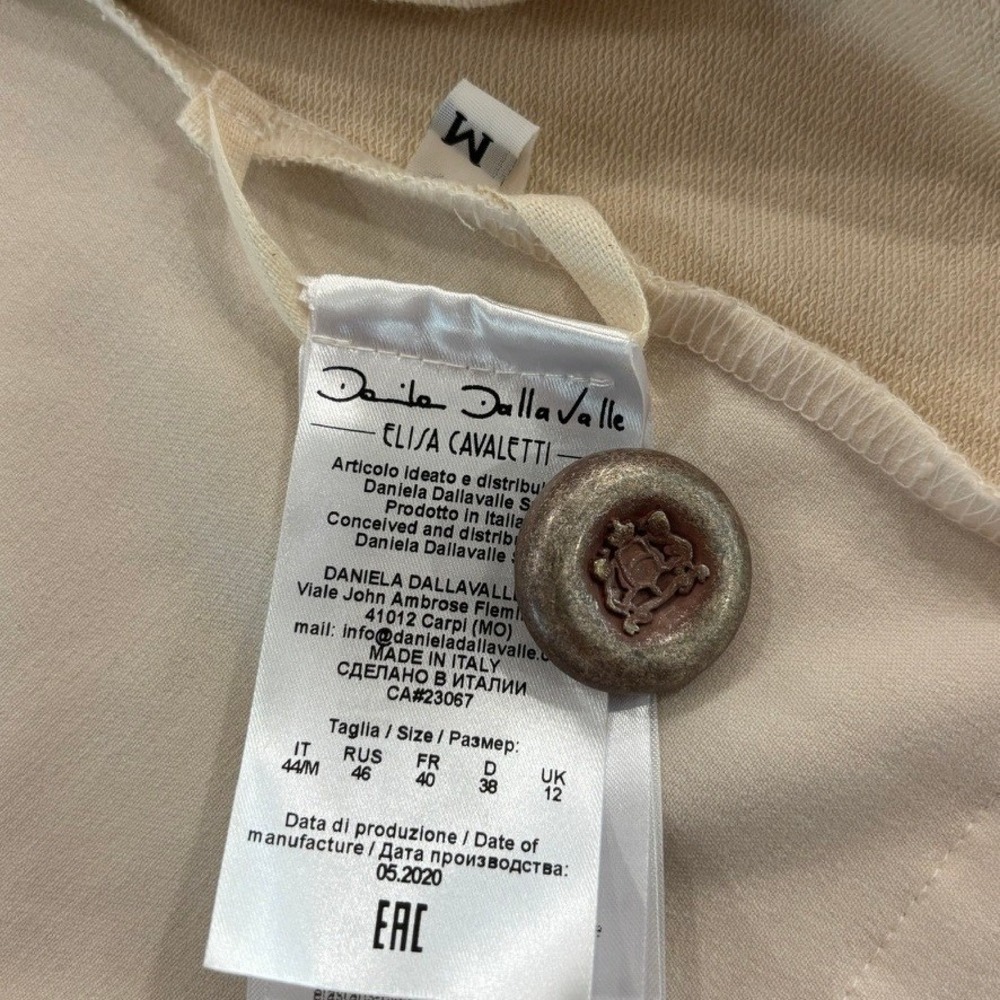 Elisa Cavaletti Embroidered Button Front Couture Jacket Ivory, Size M - Picture 7 of 7